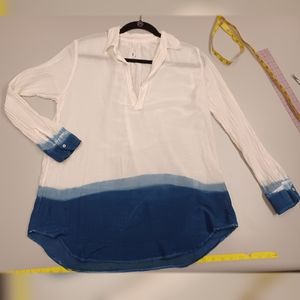 Silk + Cotton Indigo-dyed Sheer Artisan Tunic